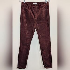 LOFT Women's 6 Skinny Stretch Corduroy Pants Crushed Velour Rust Fall Autumn